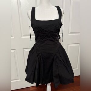 Black basque waist mini dress